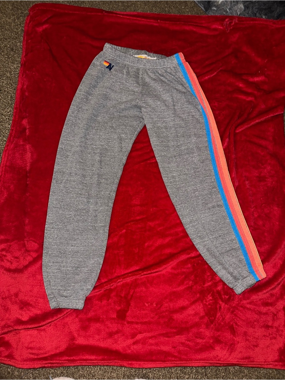 Aviator Nation Grey Sweatpants with Blue and Coral Accents